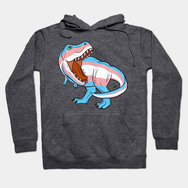 Transosaurus Rex (Scaled) - Transgender Pride Hoodie by tygerwolfe